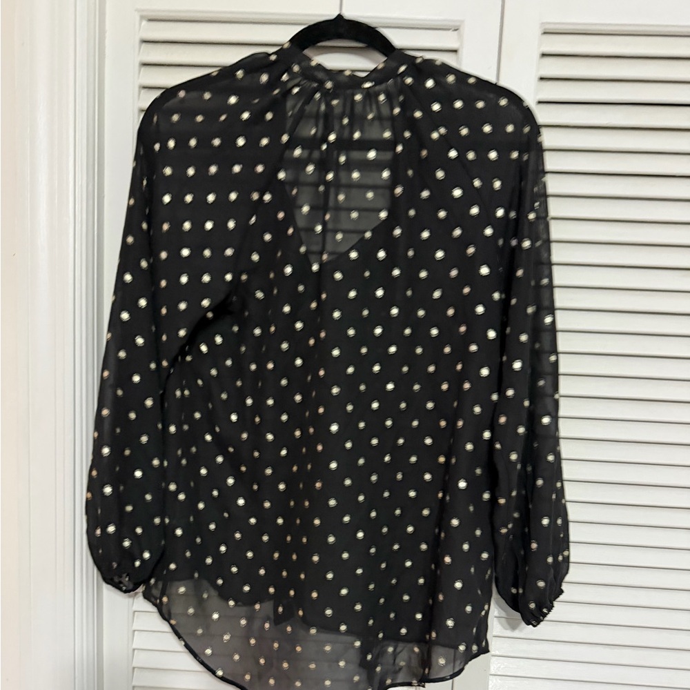 Madison Black Blouse with White Polka Dots